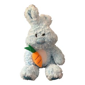 Easter Bunny with Carrot Blue Stuffed Animal Plush Soft 14 inches.
